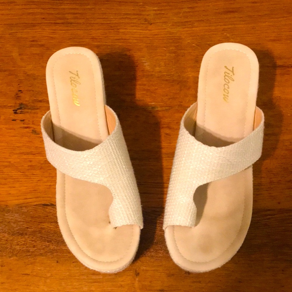 Wedge Platform Sandals - off white linen color